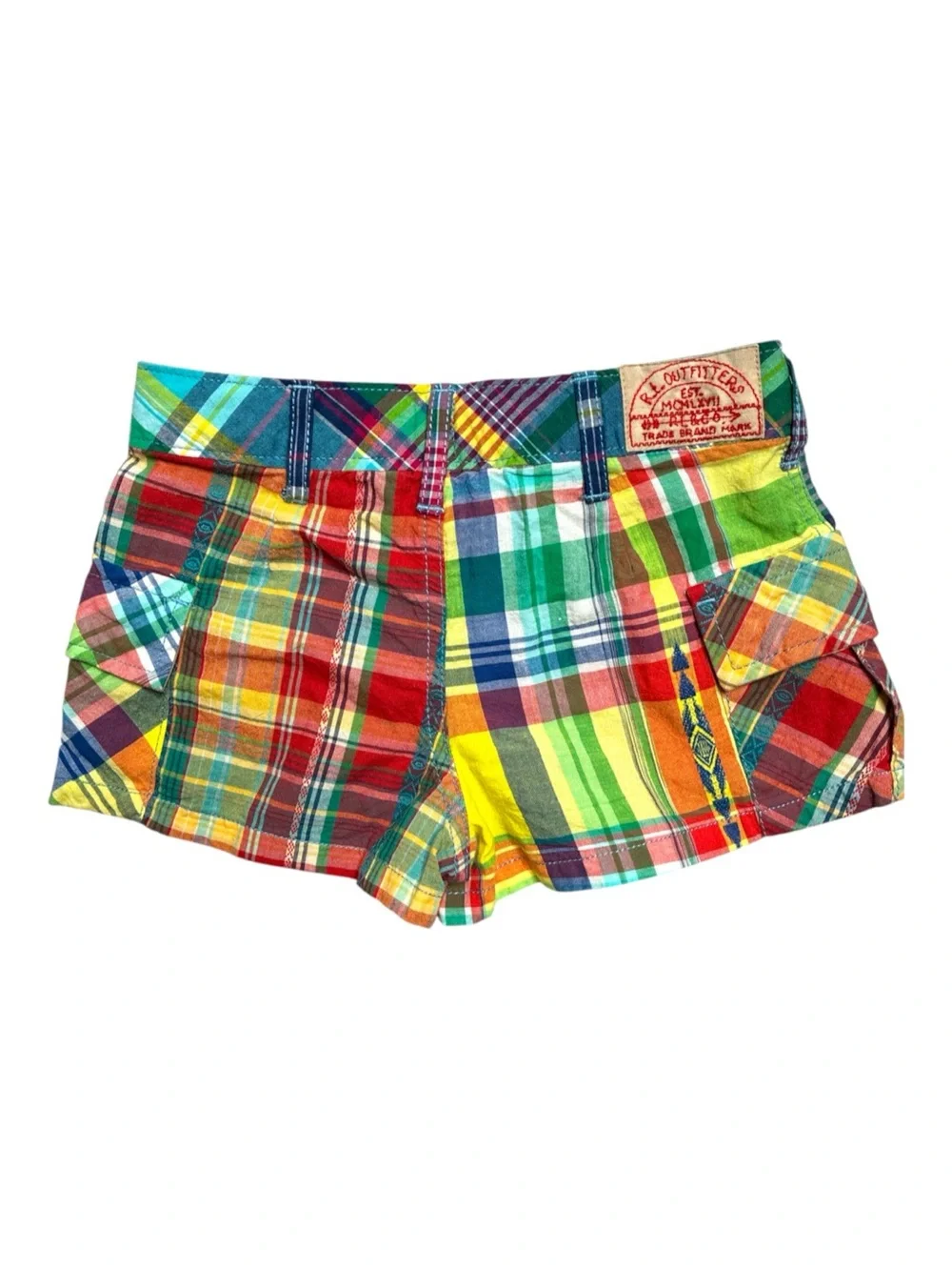 Ralph Lauren Patchwork Madras Plaid Cargo Shorts-Girls